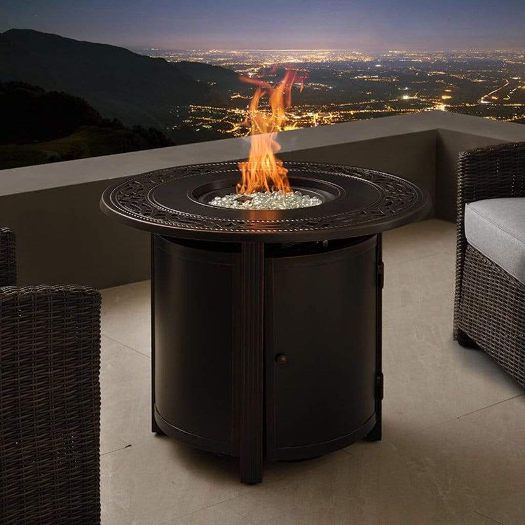 Fire Sense 34" Hedges Aluminum Round Propane Gas Fire Pit