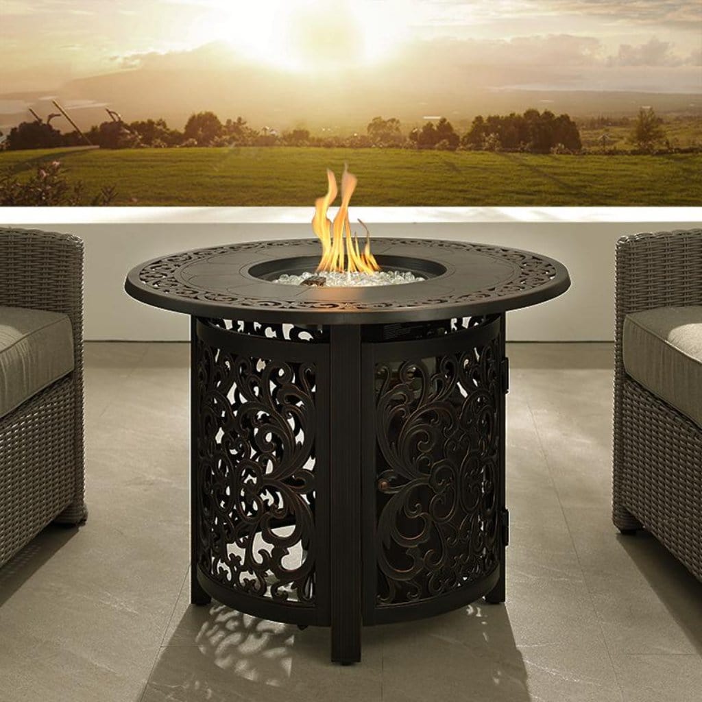 Fire Sense 34" Jackson Aluminum Round Propane Gas Fire Pit