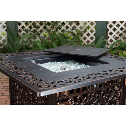 Fire Sense 42" Sedona Square Cast Aluminum Propane Gas Fire Pit