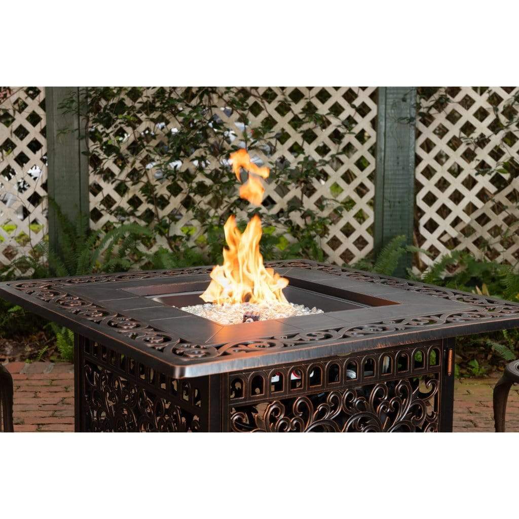 Fire Sense 42" Sedona Square Cast Aluminum Propane Gas Fire Pit