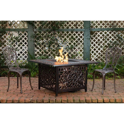 Fire Sense 42" Sedona Square Cast Aluminum Propane Gas Fire Pit