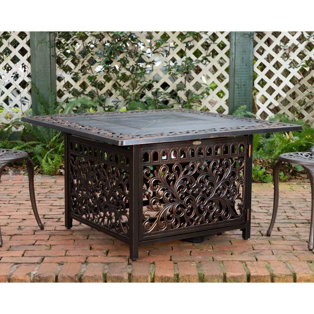 Fire Sense 42" Sedona Square Cast Aluminum Propane Gas Fire Pit