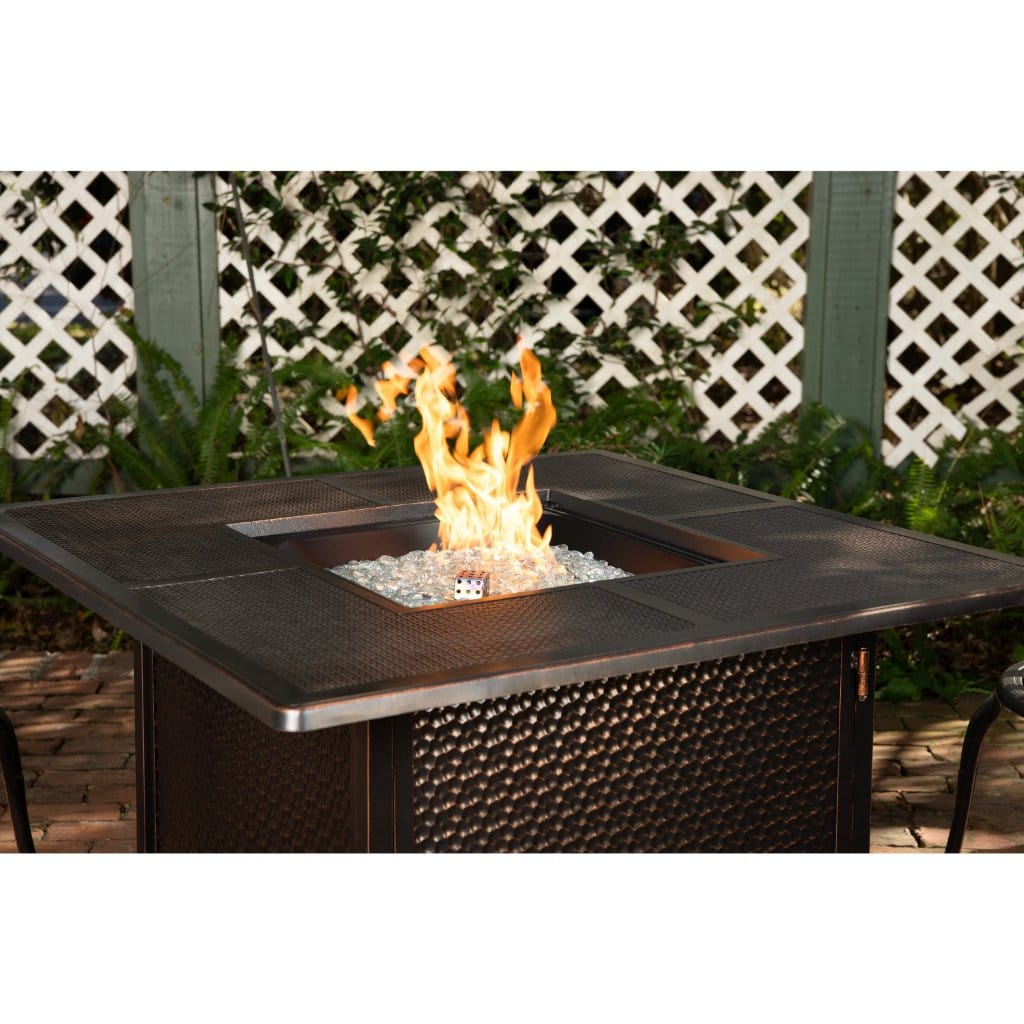 Fire Sense 42" Walkers Square Hammered Aluminum Propane Gas Fire Pit