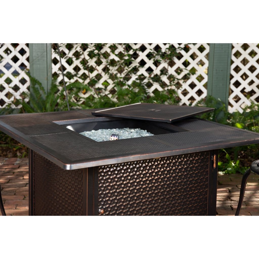 Fire Sense 42" Walkers Square Hammered Aluminum Propane Gas Fire Pit