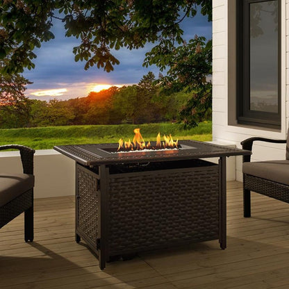 Fire Sense 44" Albany Rectangular Aluminum Propane Gas Fire Pit