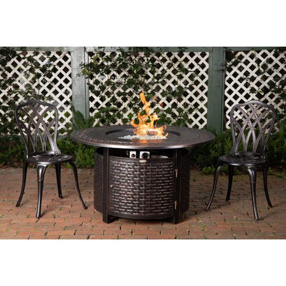 Fire Sense 44" Bellante Round Woven Aluminum Propane Gas Fire Pit