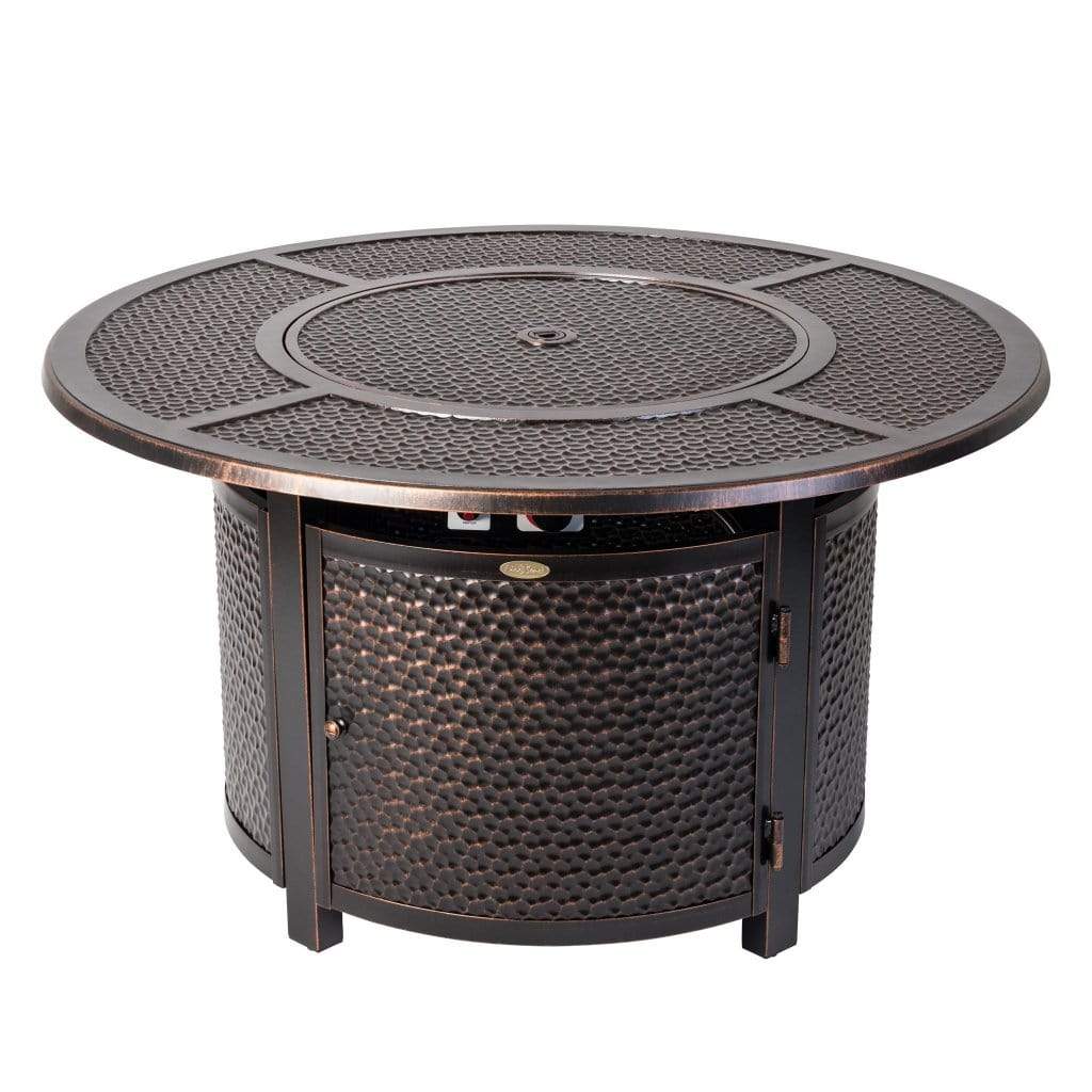 Fire Sense 44" Briarwood Round Hammered Aluminum Propane Gas Fire Pit