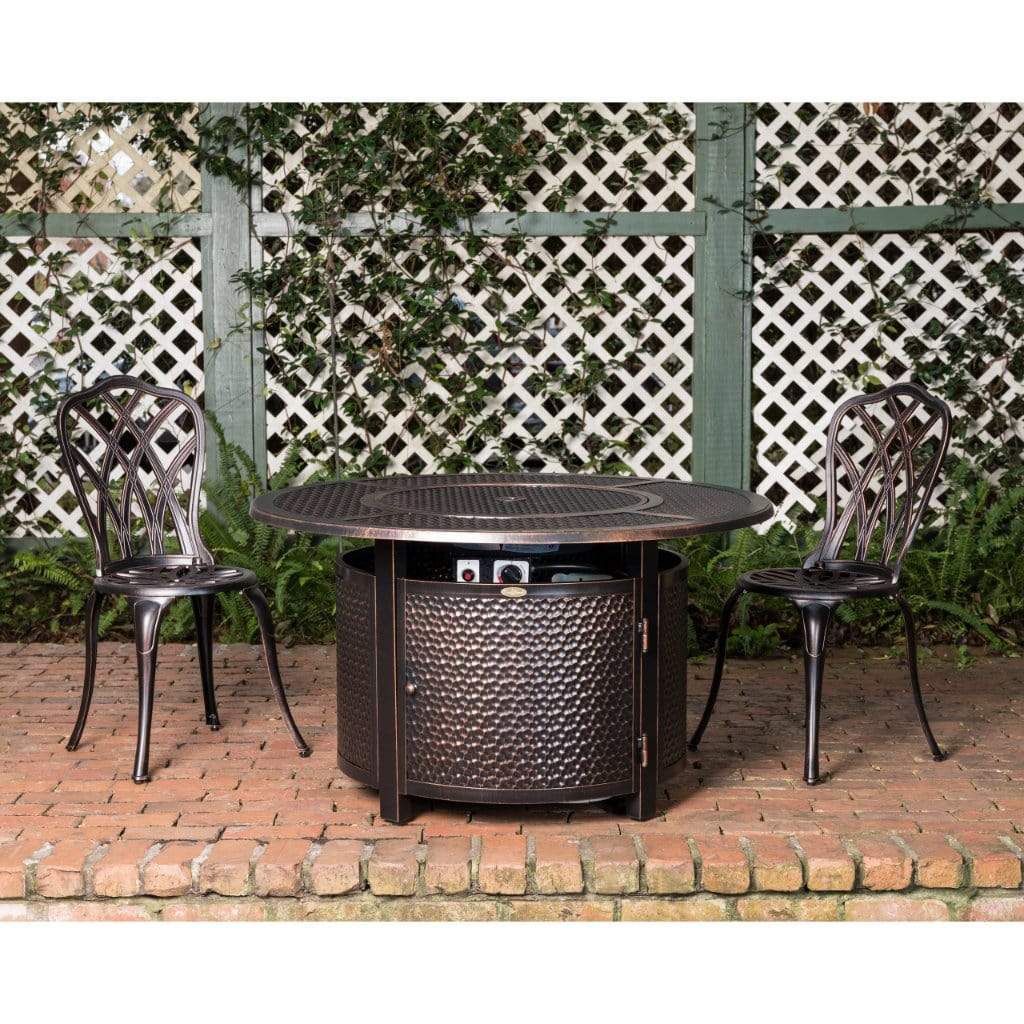 Fire Sense 44" Briarwood Round Hammered Aluminum Propane Gas Fire Pit