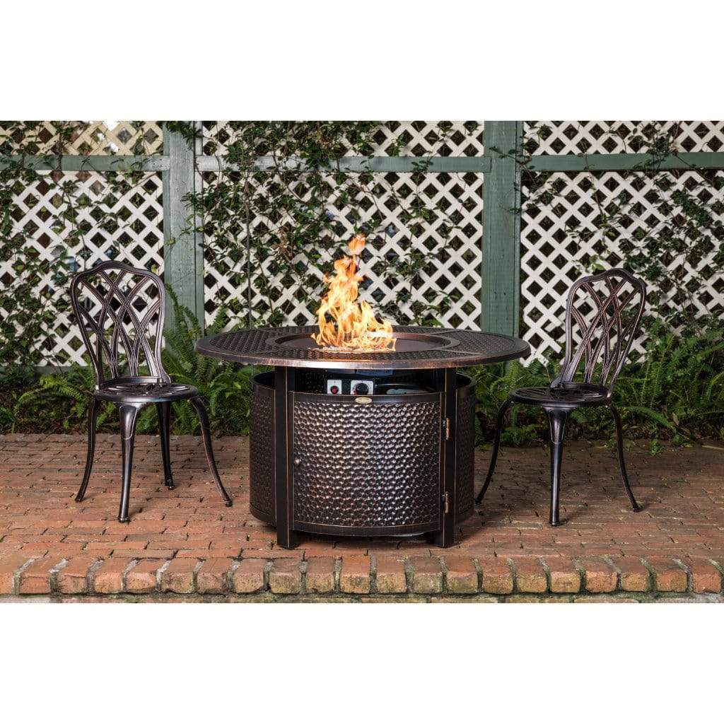 Fire Sense 44" Briarwood Round Hammered Aluminum Propane Gas Fire Pit