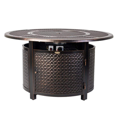 Fire Sense 44" Briarwood Round Hammered Aluminum Propane Gas Fire Pit