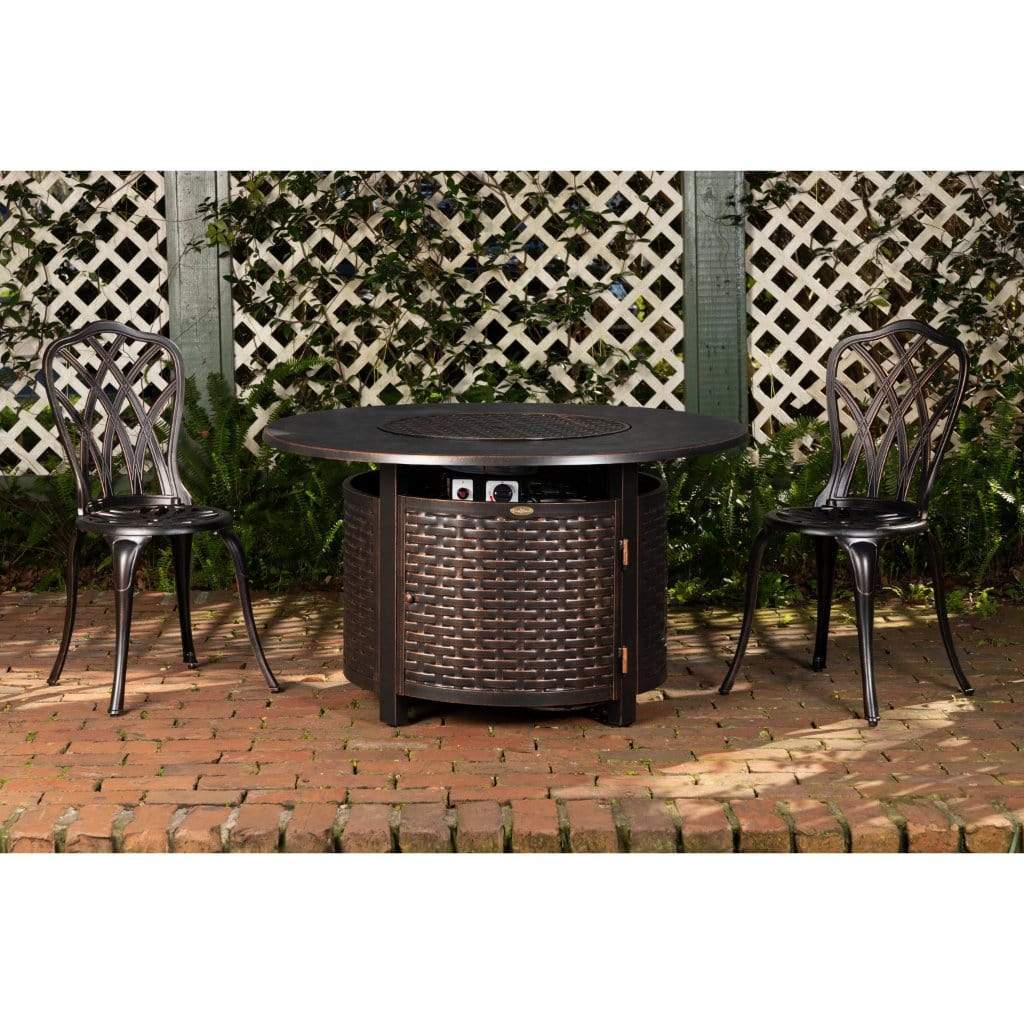 Fire Sense 44" Florence Woven Round Aluminum Propane Gas Fire Pit