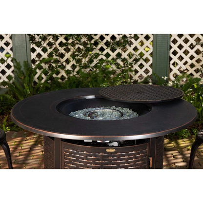 Fire Sense 44" Florence Woven Round Aluminum Propane Gas Fire Pit