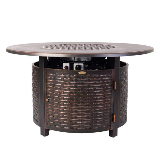 Fire Sense 44" Florence Woven Round Aluminum Propane Gas Fire Pit