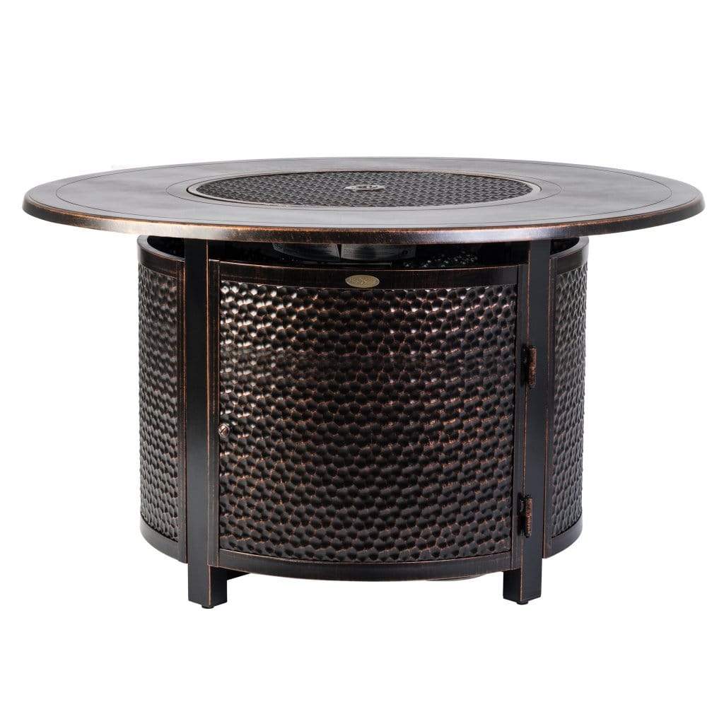 Fire Sense 44" Leeward Round Hammered Aluminum Propane Gas Fire Pit