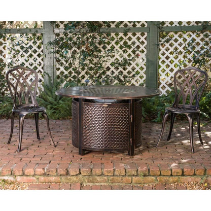 Fire Sense 44" Leeward Round Hammered Aluminum Propane Gas Fire Pit