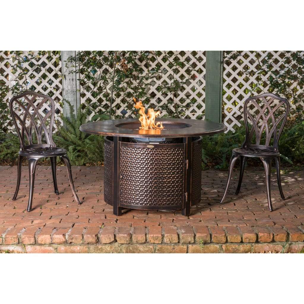 Fire Sense 44" Leeward Round Hammered Aluminum Propane Gas Fire Pit