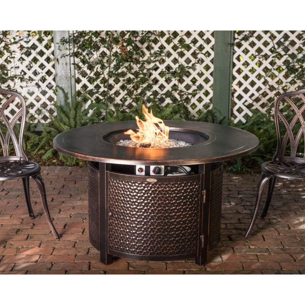 Fire Sense 44" Leeward Round Hammered Aluminum Propane Gas Fire Pit