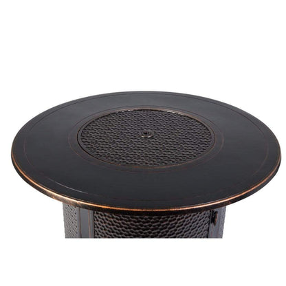 Fire Sense 44" Leeward Round Hammered Aluminum Propane Gas Fire Pit