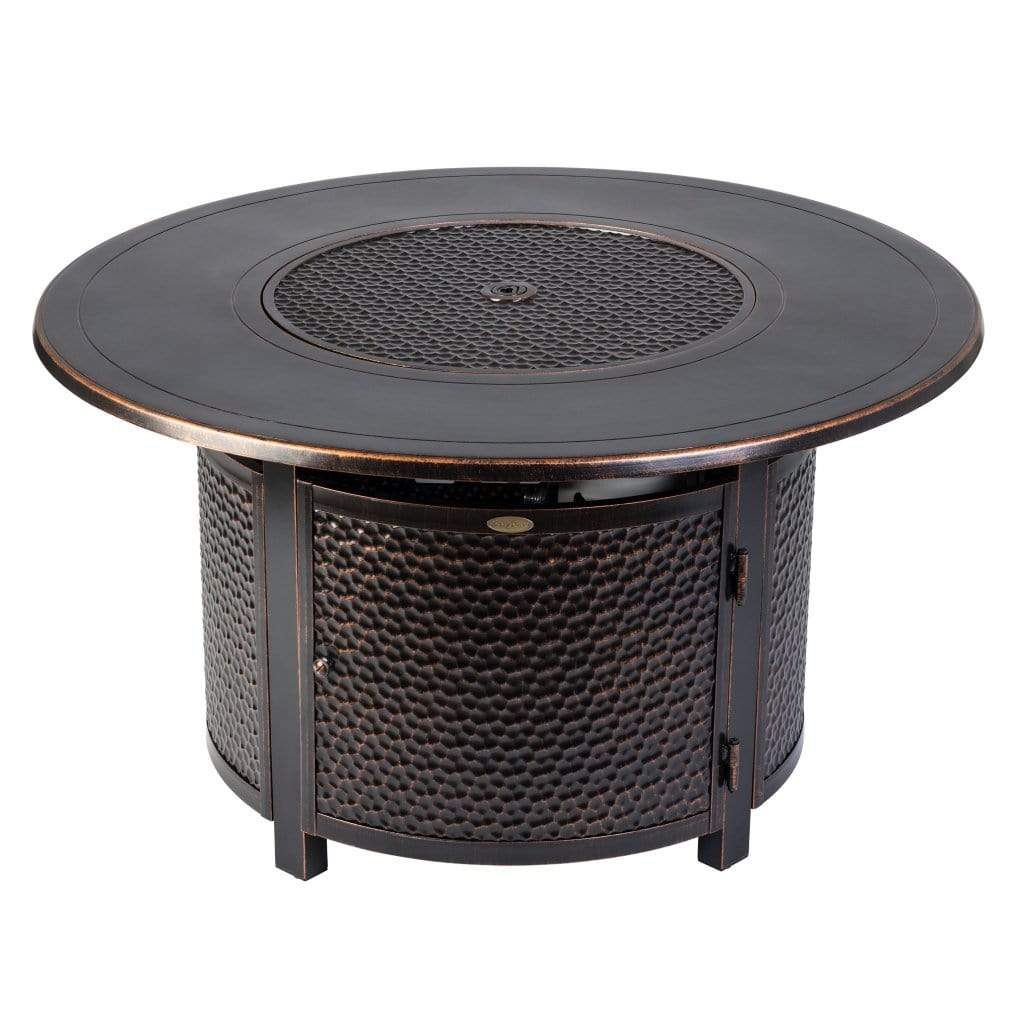 Fire Sense 44" Leeward Round Hammered Aluminum Propane Gas Fire Pit