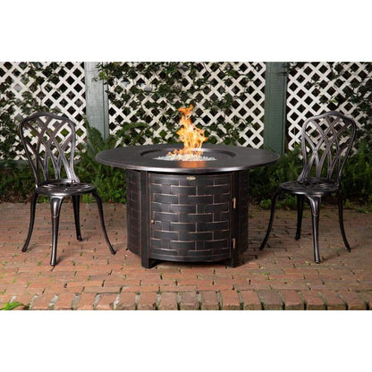 Fire Sense 44" Perissa Woven Round Aluminum Propane Gas Fire Pit