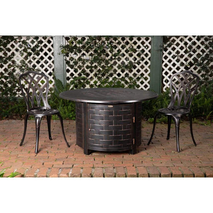 Fire Sense 44" Perissa Woven Round Aluminum Propane Gas Fire Pit