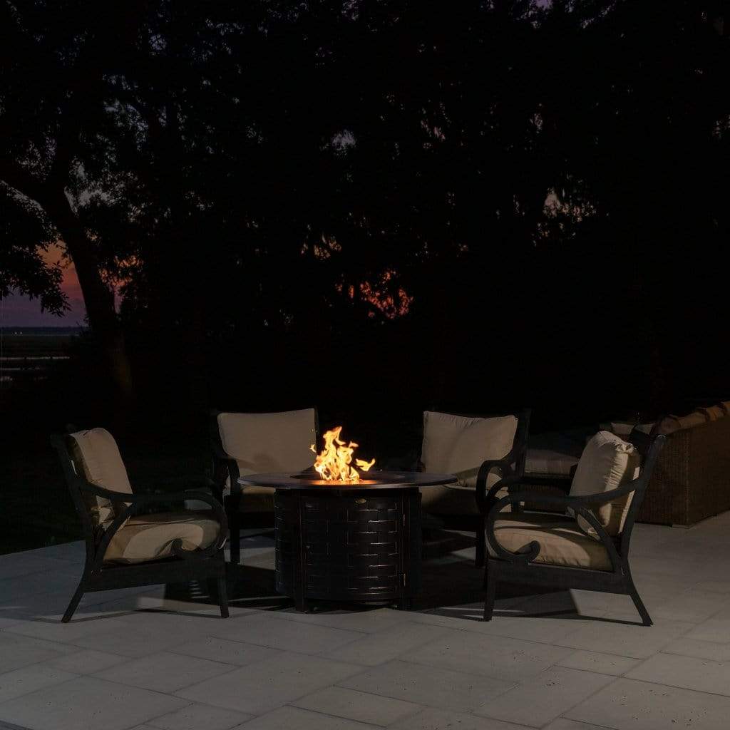 Fire Sense 44" Perissa Woven Round Aluminum Propane Gas Fire Pit