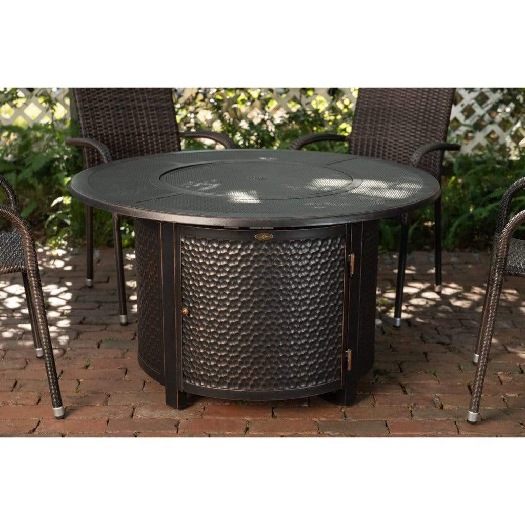 Fire Sense 44" Walkers Round Hammered Aluminum Propane Gas Fire Pit