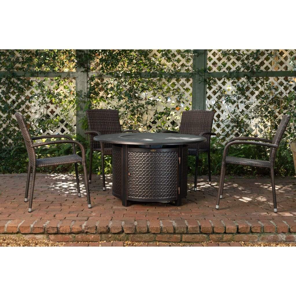 Fire Sense 44" Walkers Round Hammered Aluminum Propane Gas Fire Pit