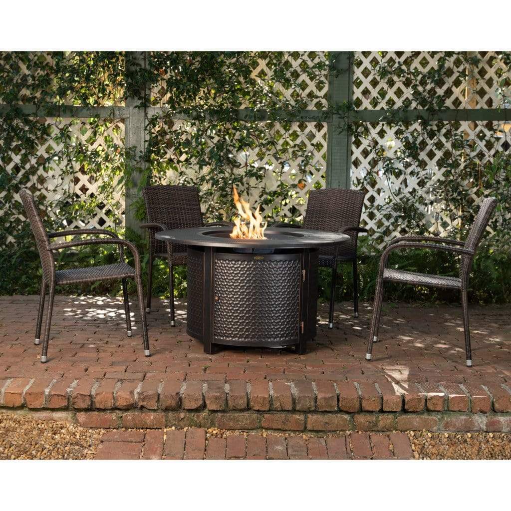 Fire Sense 44" Walkers Round Hammered Aluminum Propane Gas Fire Pit