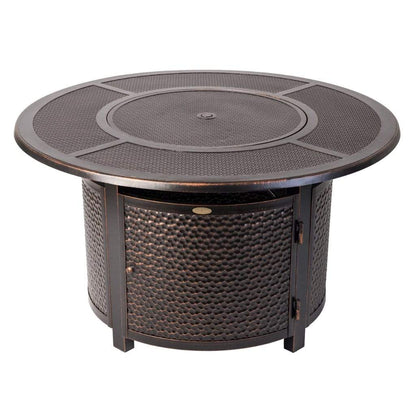 Fire Sense 44" Walkers Round Hammered Aluminum Propane Gas Fire Pit