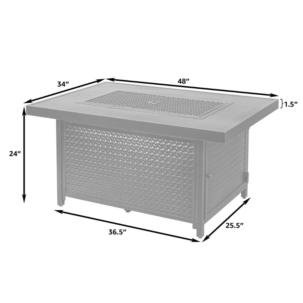 Fire Sense 48" Weyland Rectangular Aluminum Propane Gas Fire Pit