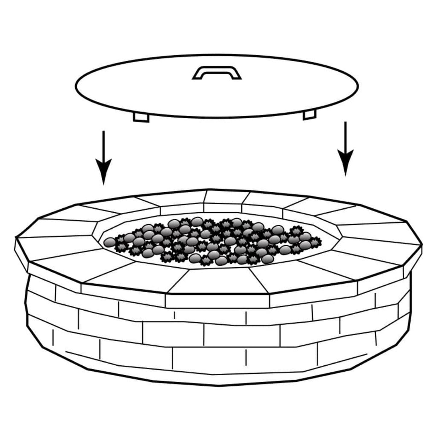 Firegear 22" Round Stainless Steel Fire Pit Lid With Handle for 19" Round Drop-In Pan