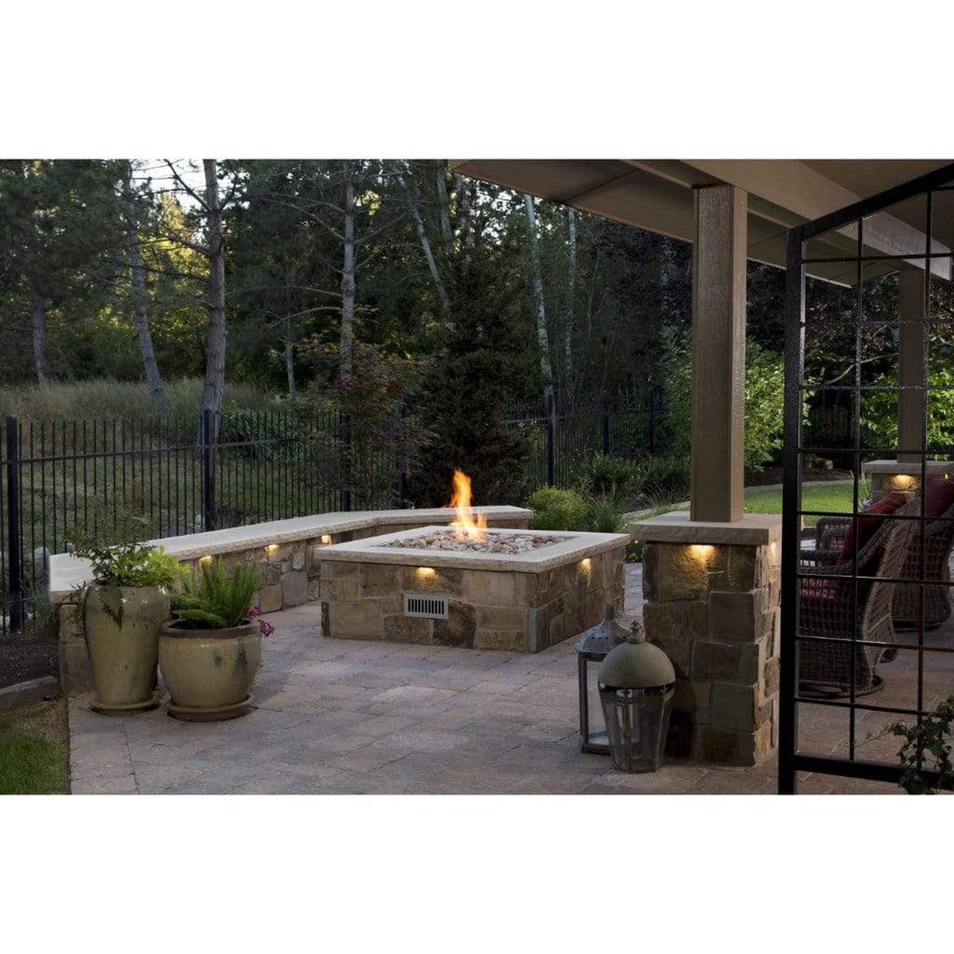 Firegear 25" Square Flat Pan Paver Ready Gas Fire Pit Package w/ Match Throw Ignition System