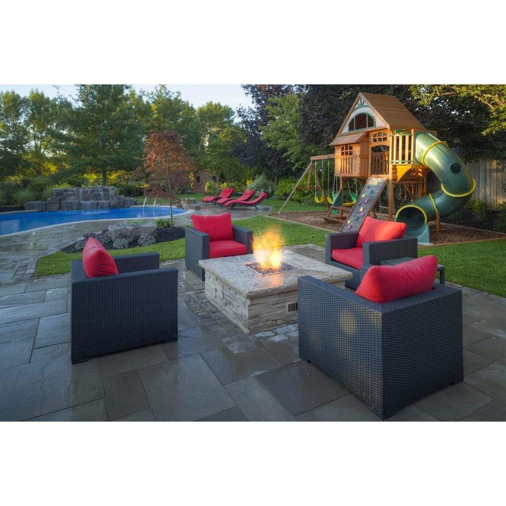 Firegear 30" Square Flat Pan Paver Ready Gas Fire Pit Package w/ Match Throw Ignition System