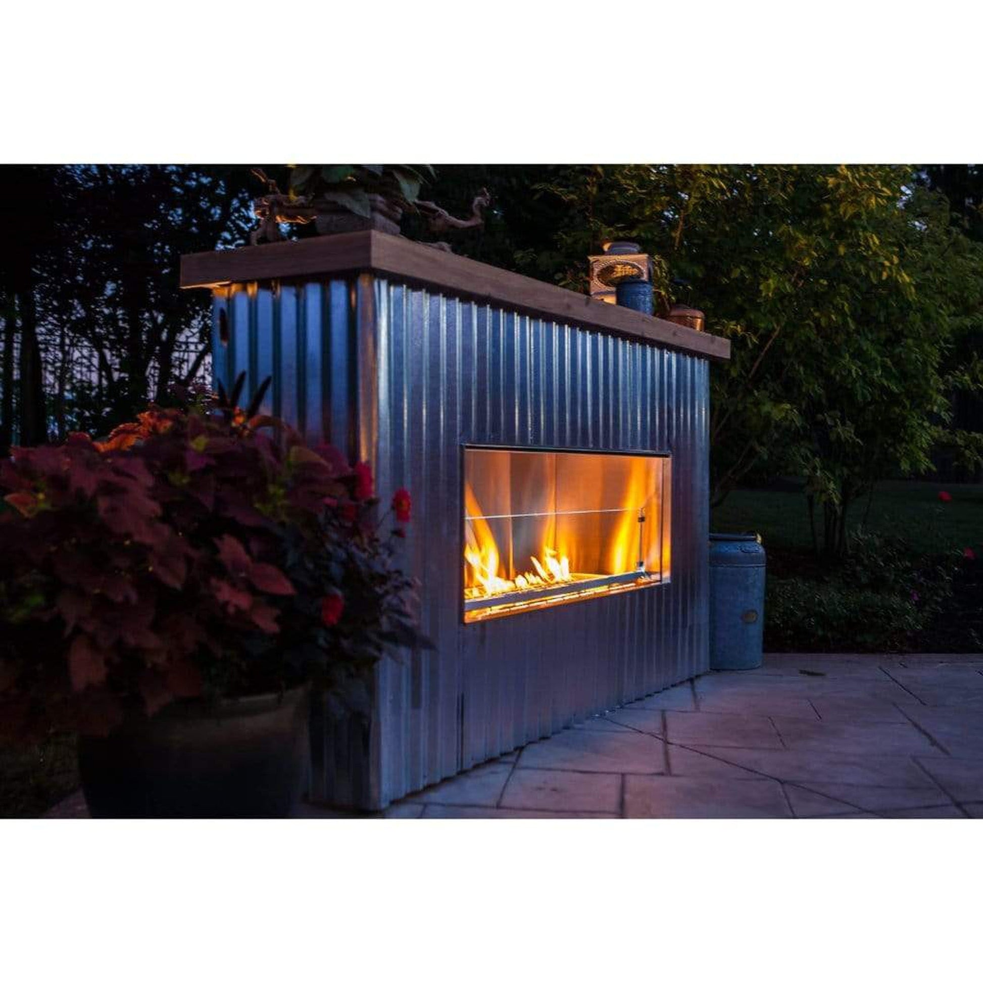 Firegear Kalea Bay LED 60" Linear Outdoor Stainless Steel Vent-Free Natural Gas Fireplace