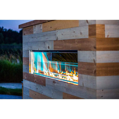 Firegear Kalea Bay Non-LED 60" Linear Outdoor Stainless Steel Vent-Free Propane Gas Fireplace