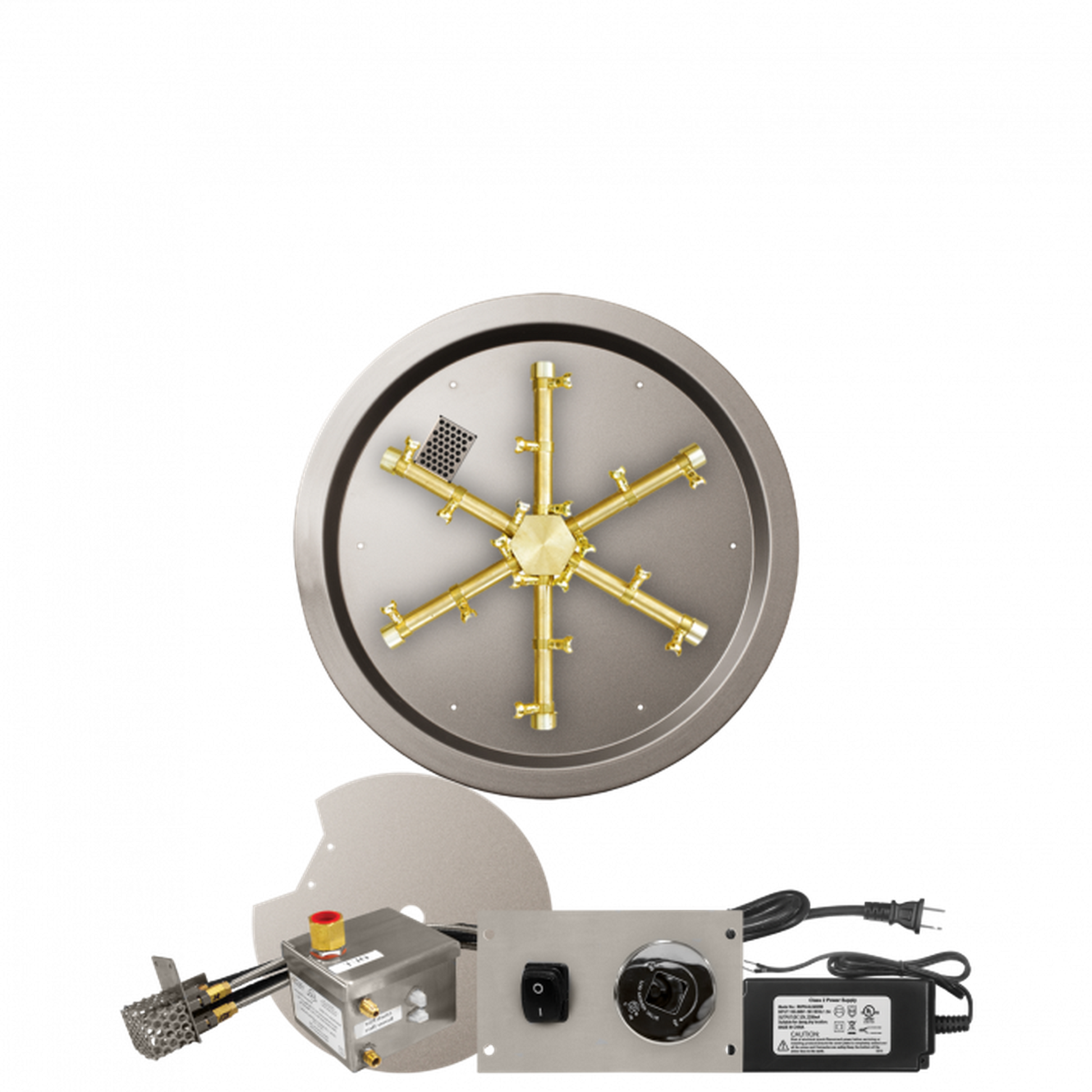 Firegear Pro Series 19" Round Drop-In Pan Natural Gas Fire Pit Burner System With All Weather Electronic Ignition System