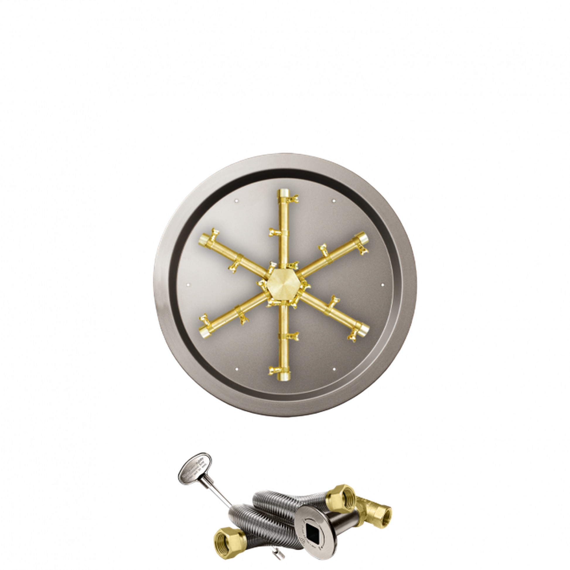 Firegear Pro Series 19" Round Drop-In Pan Natural Gas Fire Pit Burner System With Match Throw Ignition System