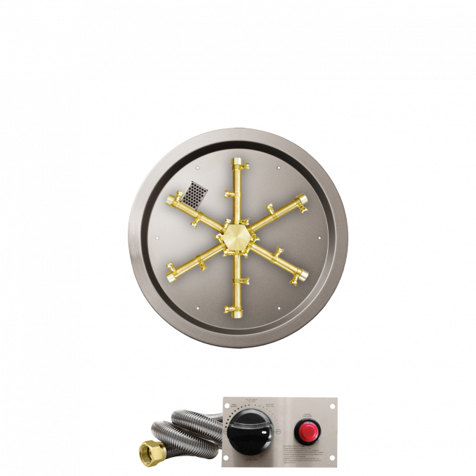 Firegear Pro Series 19" Round Drop-In Pan Natural Gas Fire Pit Burner System With Thermocouple Piloted Safety Ignition System