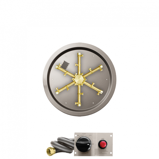 Firegear Pro Series 19" Round Drop-In Pan Natural Gas Fire Pit Burner System With Thermocouple Piloted Safety Ignition System