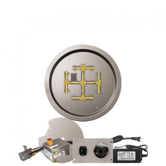 Firegear Pro Series Snowflake 19" Round Drop-In Pan Natural Gas Fire Pit Burner System With All Weather Electronic Ignition System