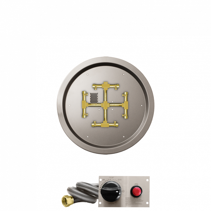 Firegear Pro Series Snowflake 19" Round Drop-In Pan Natural Gas Fire Pit Burner System With Thermocouple Piloted Safety Ignition System