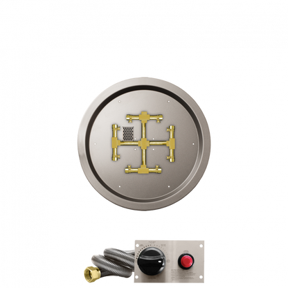 Firegear Pro Series Snowflake 19" Round Drop-In Pan Natural Gas Fire Pit Burner System With Thermocouple Piloted Safety Ignition System