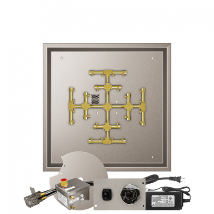 Firegear Pro Series Snowflake Square Drop-In Pan Gas Fire Pit Burner Kit w/ AWS Electronic Ignition System