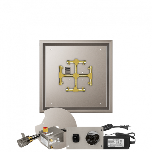 Firegear Pro Series Snowflake Square Drop-In Pan Gas Fire Pit Burner Kit w/ AWS Electronic Ignition System