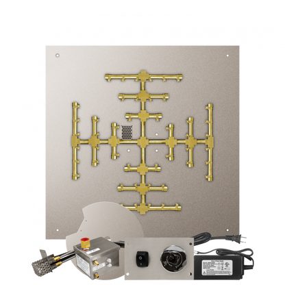 Firegear Pro Series Snowflake Square Flat Pan Gas Fire Pit Burner Kit w/ AWS Electronic Ignition System