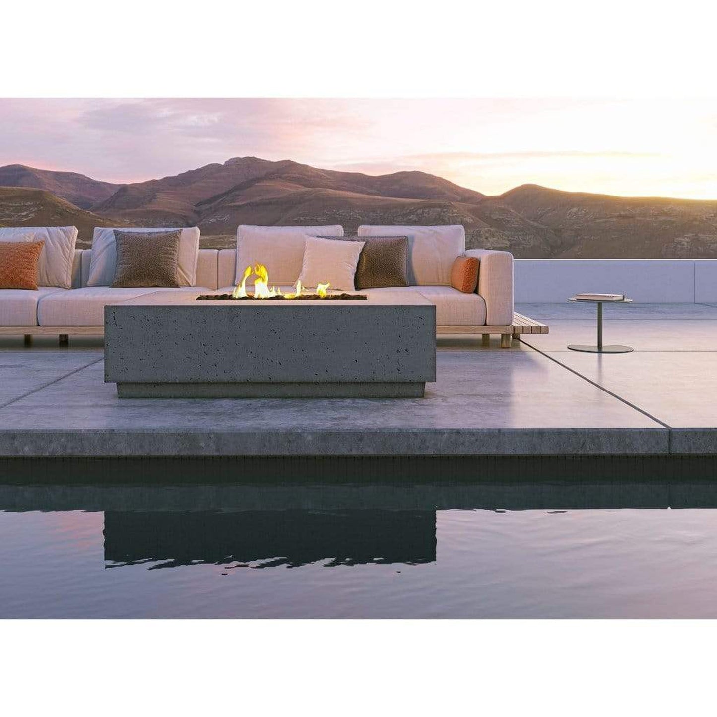 Firegear Sanctuary 1 56" Arctic Rectangular Stainless Steel Natural Gas Fire Table With Thermocouple Piloted Safety Ignition System
