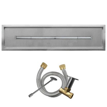 Firegear Stainless Steel Linear Drop-In Pan T Burner Gas Fire Pit Kit w/ Match Throw Ignition System