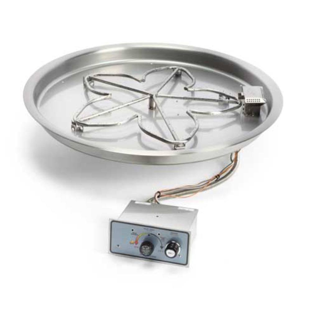 HPC 19" Round Bowl Pan Propane Gas Torpedo Fire Pit Insert With Push Button Flame Sensing Ignition