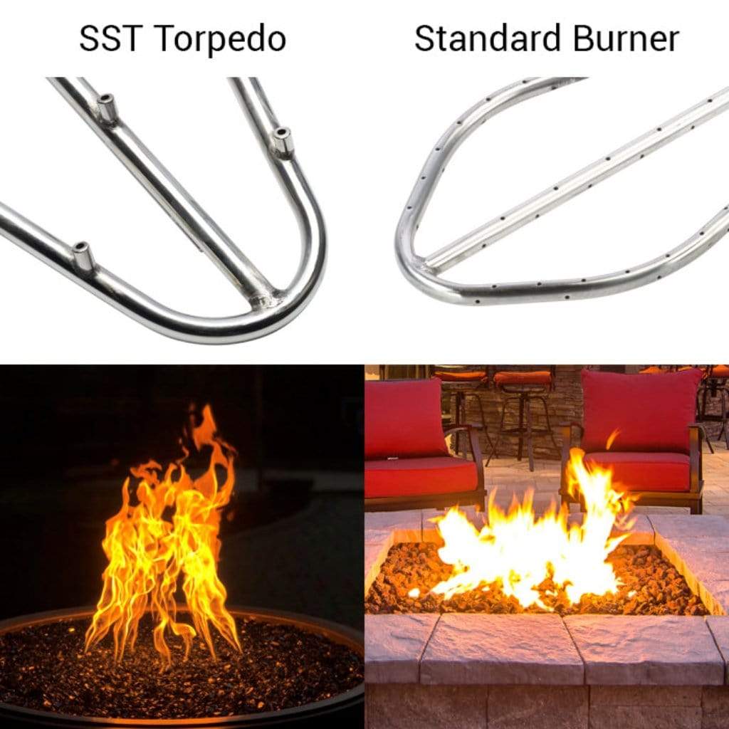 HPC 24" x 12" Rectangle H-Burner Bowl Pan Push Button Flame Sensing Ignition Fire Pit Insert